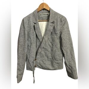 Anthropologie Jacket Blazer SZ 8 Daughters of the Liberation Stripes Gray White